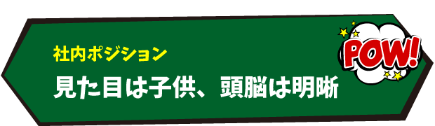 社内ポジション：見た目は子供、頭脳は明晰